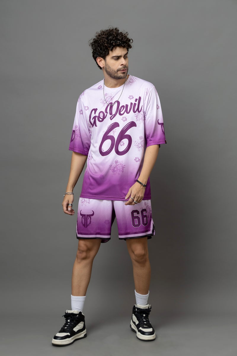 Go Devil 66 Printed Purple Co-Ord Set For Men - Image 1